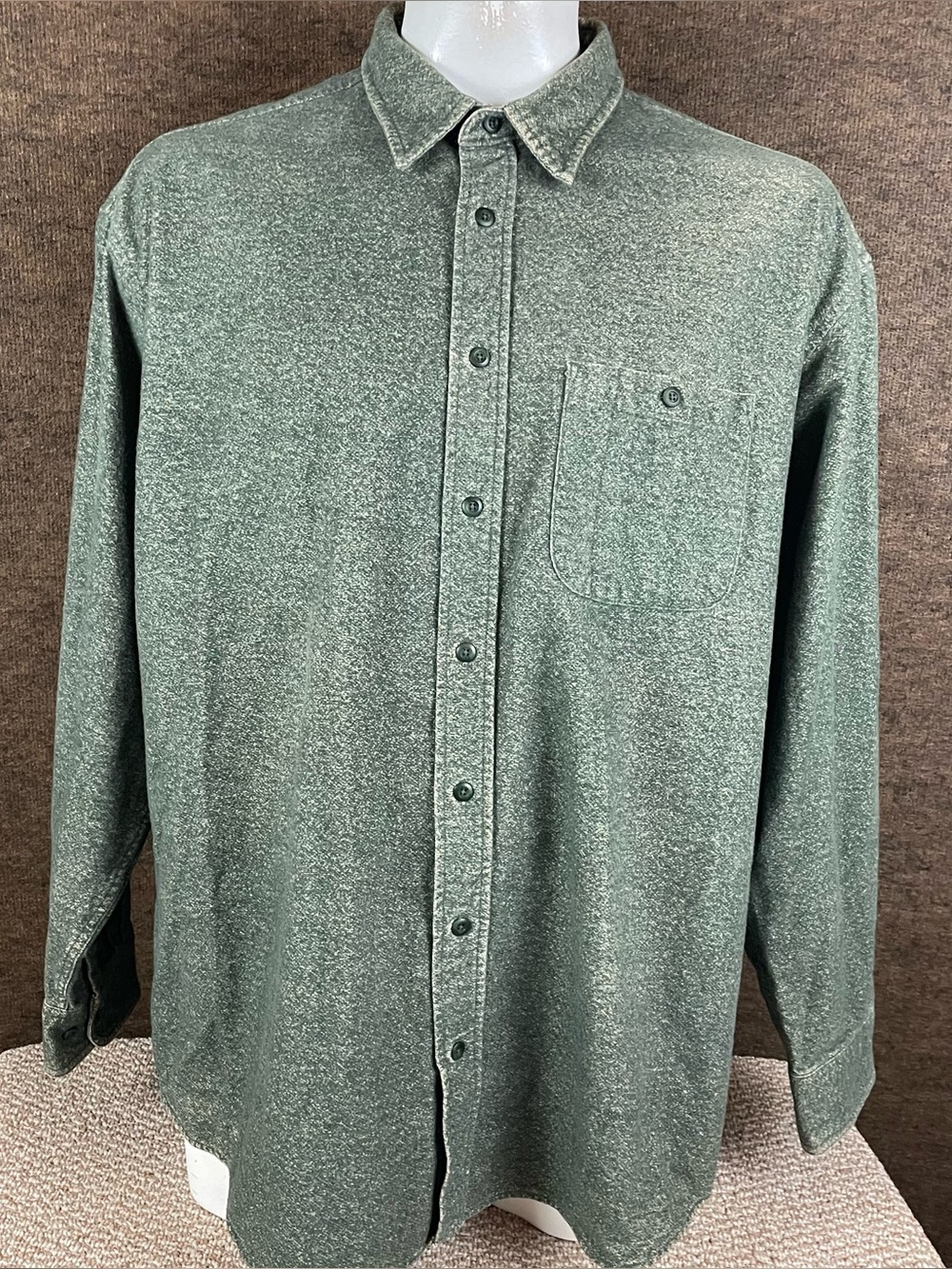 Cabelas Deerskin Soft Chamois Shirt Mens 2XLT Green Button Up Hunting R1